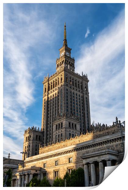 Palace of Culture and Science at Sunset in Warsaw Print by Artur Bogacki