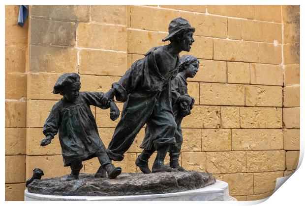 Les Gavroches Statue In Valletta Malta Print by Artur Bogacki