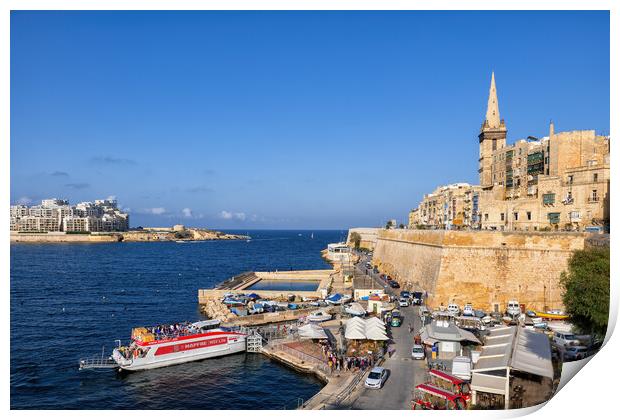 Valletta City and Marsamxett Harbour in Malta Print by Artur Bogacki