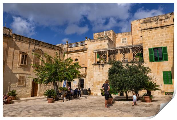 Mesquita Square in Silent City of Mdina in Malta Print by Artur Bogacki