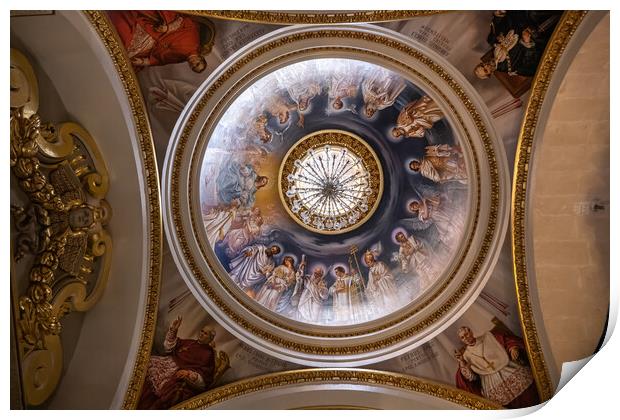 Cathedral of the Assumption Ceiling in Gozo, Malta Print by Artur Bogacki