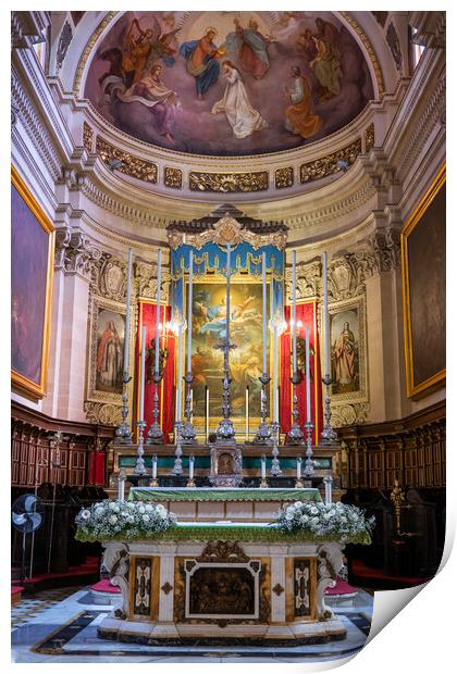 Cathedral of the Assumption Interior in Gozo, Malta Print by Artur Bogacki