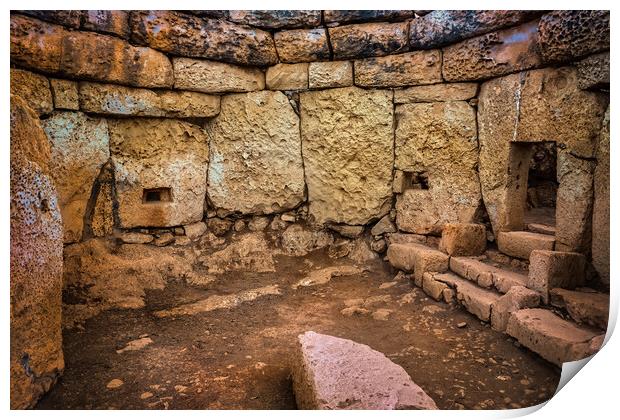 Mnajdra Prehistoric Megalithic Temple In Malta Print by Artur Bogacki