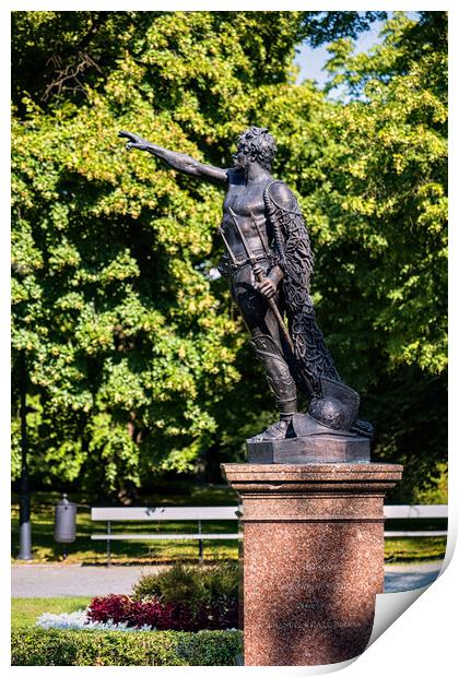 Gladiator Statue With Trident And Net Saluting Ceasar Print by Artur Bogacki