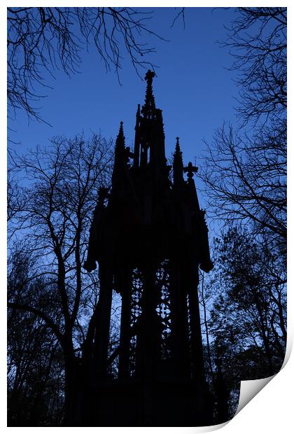 Tomb Silhouette in Old Necropolis at Dusk Print by Artur Bogacki