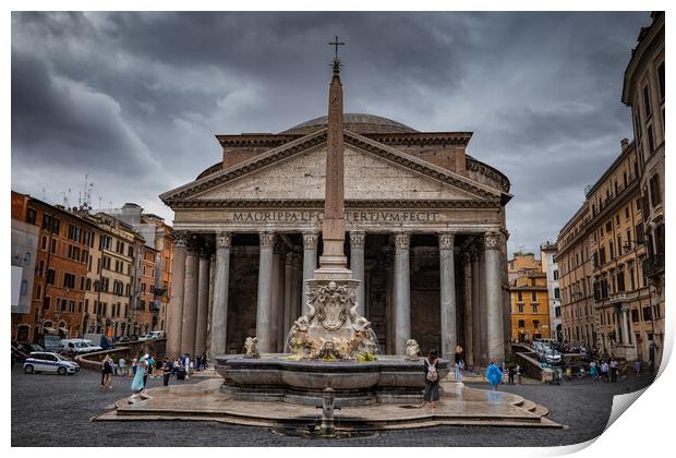 Pantheon and Fountain in City of Rome Print by Artur Bogacki