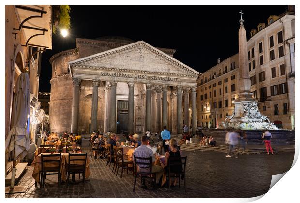 Night at the Pantheon in Rome Print by Artur Bogacki