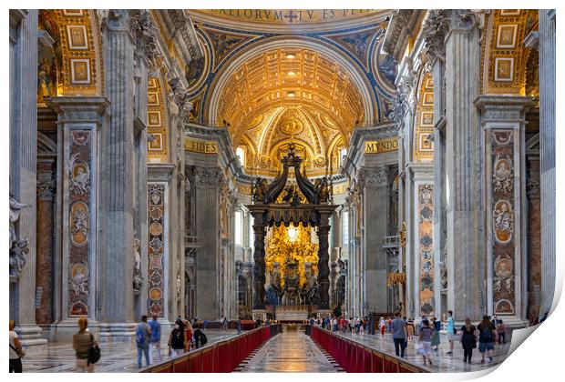 Saint Peter Basilica Interior In Vatican Print by Artur Bogacki
