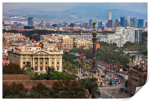 Barcelona Cityscape Print by Artur Bogacki