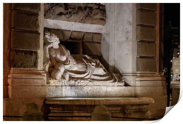 Goddess Diana Fountain At Night In Rome Print by Artur Bogacki