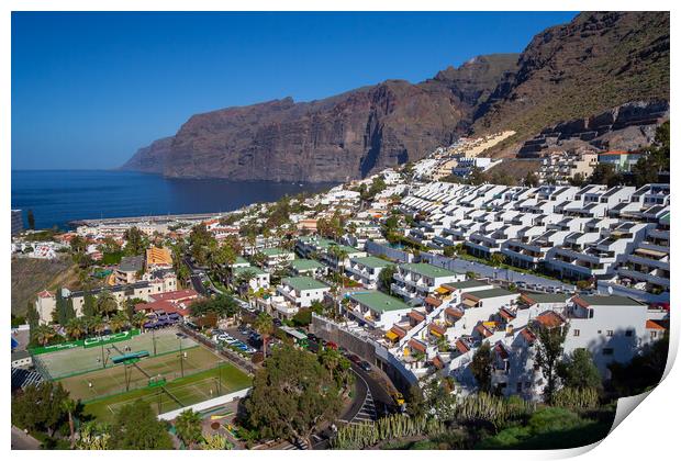 Los Gigantes Town And Cliffs In Tenerife Print by Artur Bogacki