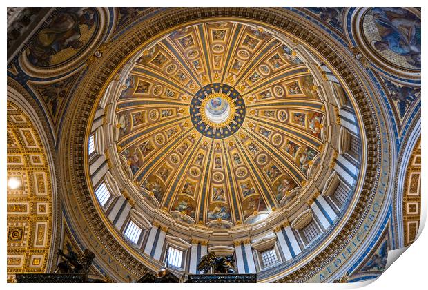 Dome of Papal Basilica of St Peter in Vatican Print by Artur Bogacki