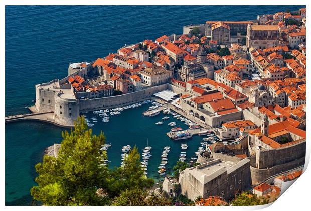 Old Town Of Dubrovnik Aerial view Print by Artur Bogacki