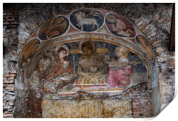 Jesus Christ In Medieval Apse Fresco Print by Artur Bogacki