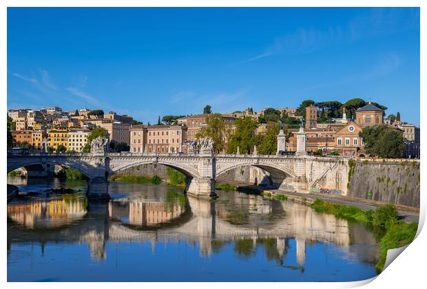 Ponte Vittorio Emanuele II Bridge in Rome Print by Artur Bogacki