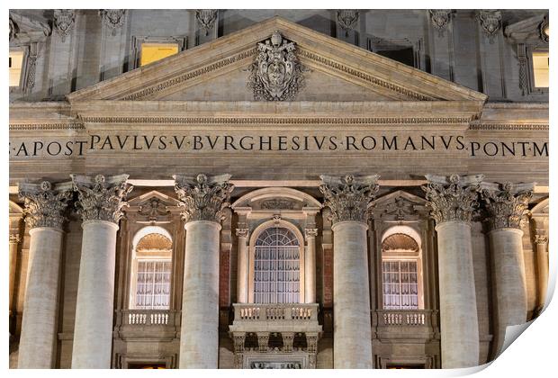 St Peter Basilica Pediment And Pope Window Print by Artur Bogacki