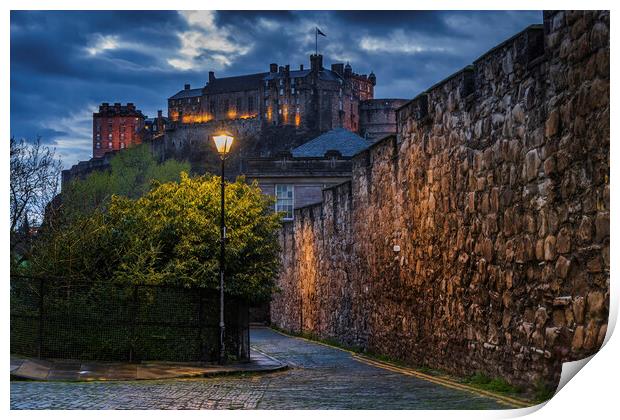 Telfer Wall And Edinburgh Castle Print by Artur Bogacki