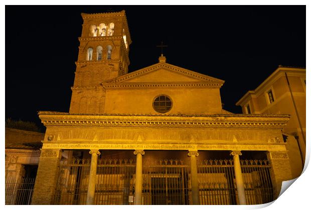 Basilica of San Giorgio in Velabro at Night Print by Artur Bogacki