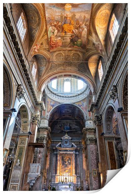 Church of San Rocco Baroque Interior in Rome Print by Artur Bogacki