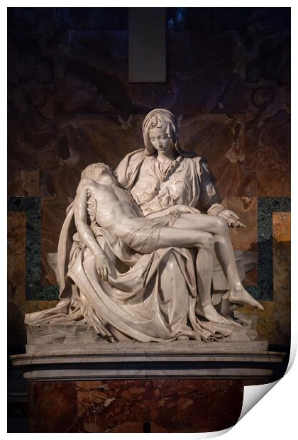 Jesus And Mary Pieta Sculpture By Michelangelo Print by Artur Bogacki