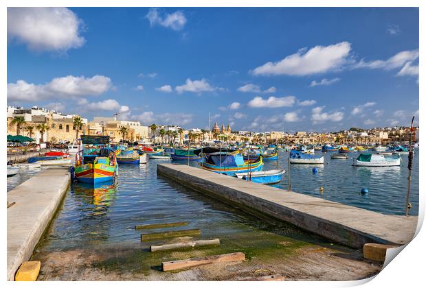 Marsaxlokk Fishing Village Harbor In Malta Print by Artur Bogacki