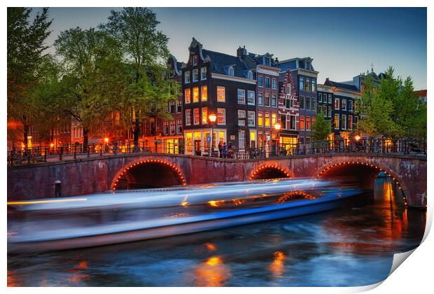 City of Amsterdam at Dusk Print by Artur Bogacki