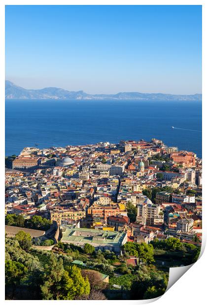 Naples City Cityscape And Sea Bay Print by Artur Bogacki