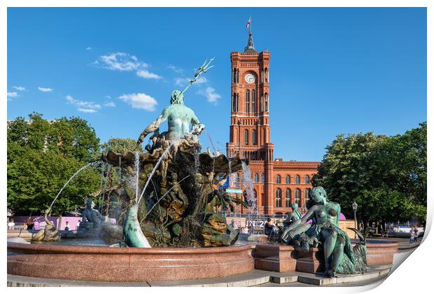 Neptune Fountain And City Hall In Berlin Print by Artur Bogacki