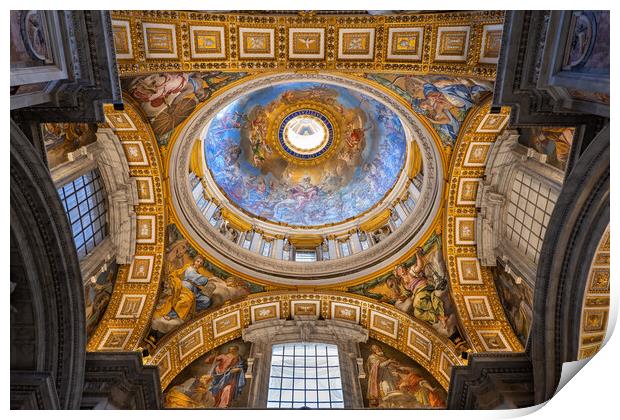 Baptism Chapel Dome In St Peter Basilica In Vatican Print by Artur Bogacki
