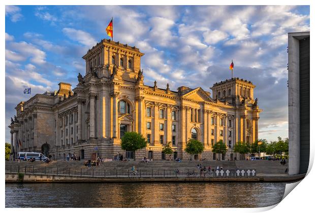 Reichstag Building At Sunset In Berlin Print by Artur Bogacki