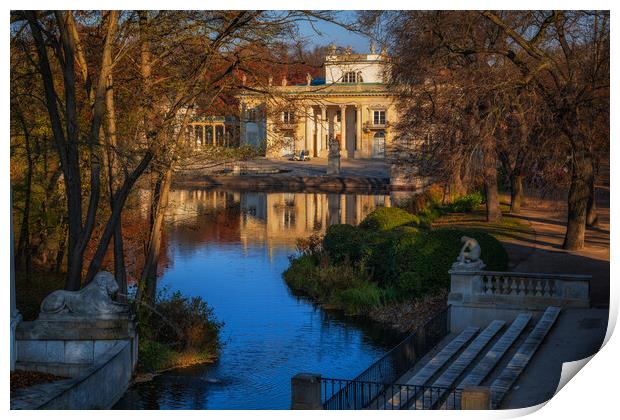 Lazienki Park With Palace On The Isle In Warsaw Print by Artur Bogacki