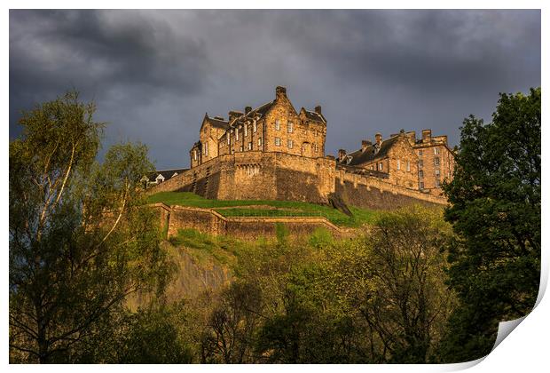 Sunset At Edinburgh Castle In Scotland Print by Artur Bogacki