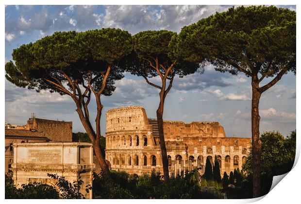 Colosseum and Arch of Titus at Sunset Print by Artur Bogacki