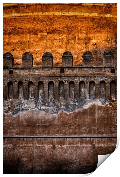 Medieval Castle Wall And Battlement At Sunset Print by Artur Bogacki