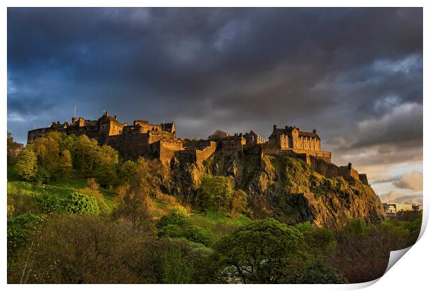 Sunset At Edinburgh Castle In Scotland Print by Artur Bogacki