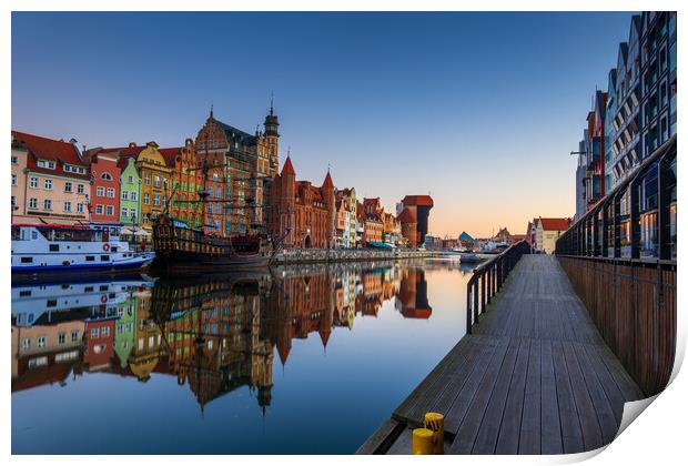 City Skyline Of Gdansk At Dawn In Poland Print by Artur Bogacki