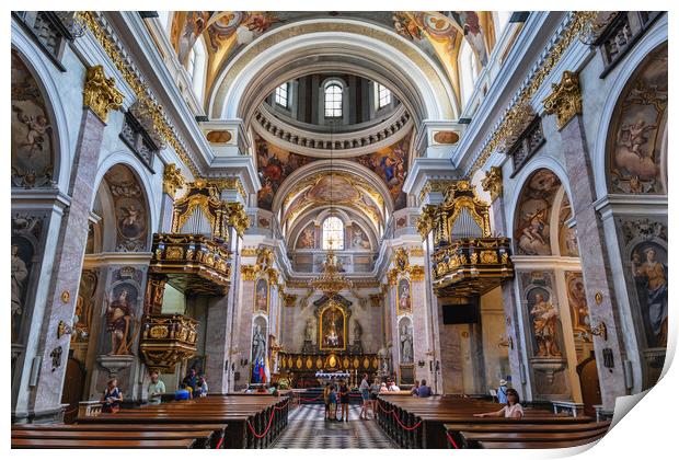 Ljubljana Cathedral Baroque Interior In Slovenia Print by Artur Bogacki