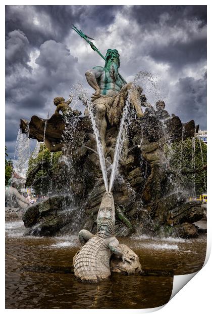 Neptune And Crocodile Fountain In Berlin Print by Artur Bogacki