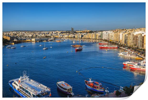 The Marsamxett Harbour In Malta Print by Artur Bogacki