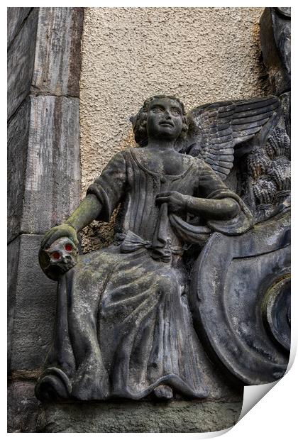 Angel With Skull In Greyfriars Kirkyard In Edinburgh Print by Artur Bogacki