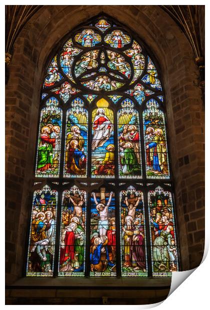 Crucifixion and Ascension of Jesus Stained Glass Window Print by Artur Bogacki