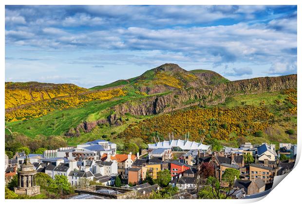 Edinburgh City With Arthur Seat In Holyrood Park Print by Artur Bogacki