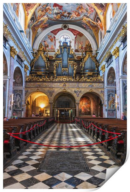 Ljubljana Cathedral Interior With Organs Print by Artur Bogacki