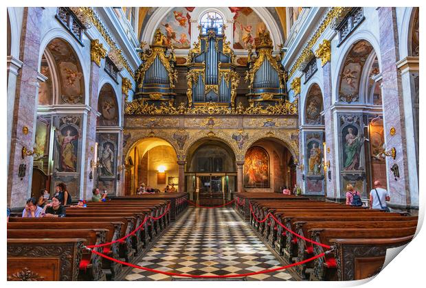 Ljubljana Cathedral Interior In Slovenia Print by Artur Bogacki