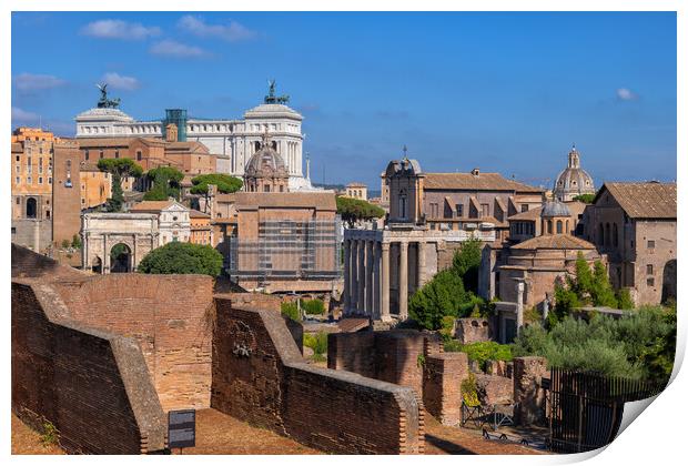 Rome Cityscape With Roman Forum Print by Artur Bogacki