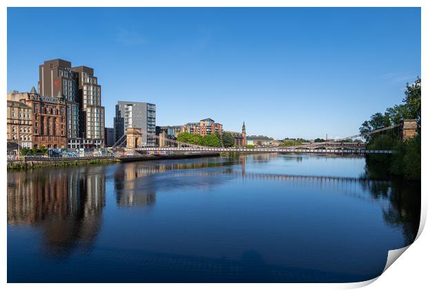 Glasgow City Center Skyline At River Clyde Print by Artur Bogacki