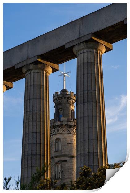 Nelson Monument and National Monument of Scotland Print by Artur Bogacki