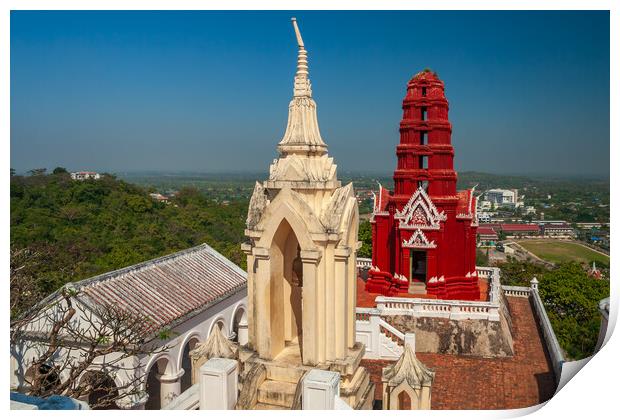 Red Pagoda Chedi Daeng In Phetchaburi Print by Artur Bogacki