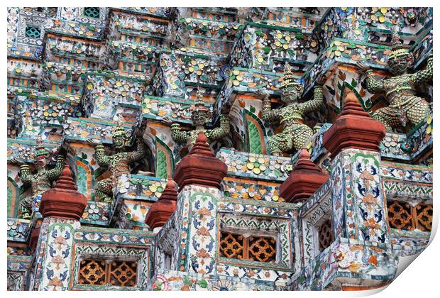 Temple Of Dawn Wat Arun Ornamentation In Bangkok Print by Artur Bogacki