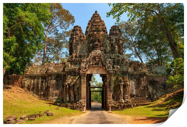Victory Gate to Angkor Thom in Cambodia Print by Artur Bogacki